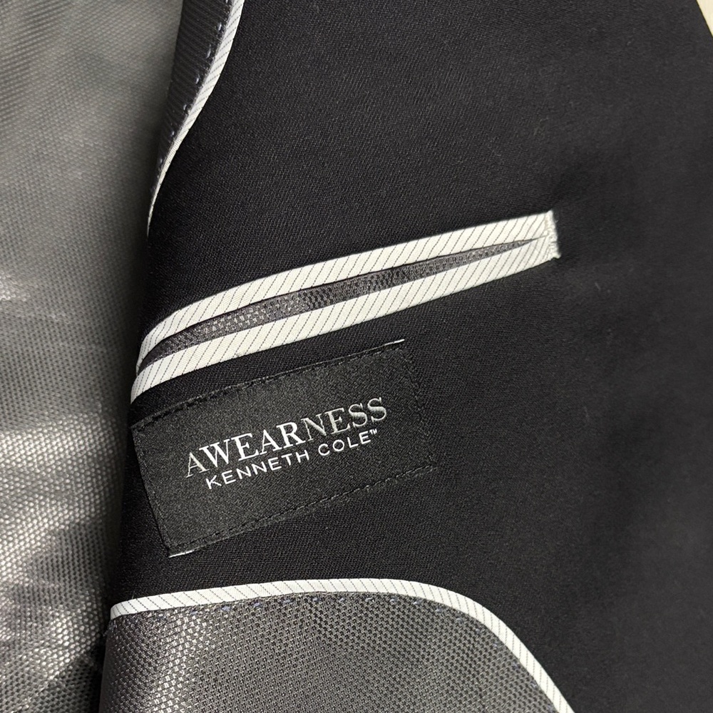 🔥BUNDLESALE Men’s 46S Kenneth Cole Awearness Slim Fit Elegant Wool Black Blazer - Picture 8 of 10